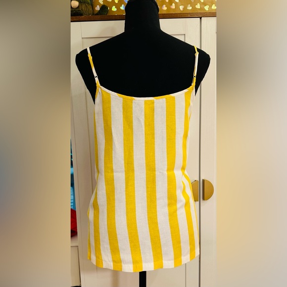 Joules Linen Blend Camisole Blouse - Yellow & White - Picture 2 of 8